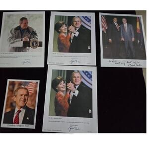 Lot of 5 Photo Prints of George W. Bush and Two with Laura Bush‎ EUC